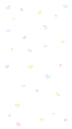 a white background with pastel hearts on the left and pink, yellow, and blue dots on the right