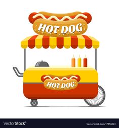 hot dog cart with buns and ketchup on the side royalty - art illustration