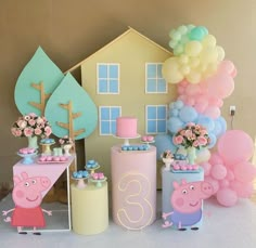 pep the pig birthday party with balloons and decorations