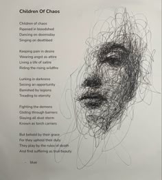 a drawing of a woman's face with the words children of chaos on it