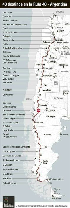 a map showing the route from puerto to argentina