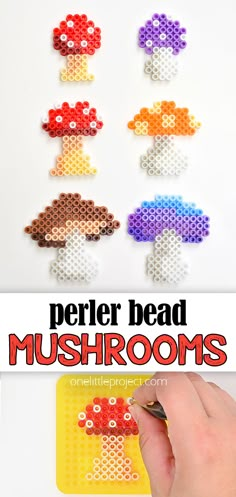 this perler bead mushroom craft is perfect for kids to make