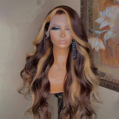 ISEE HAIR, See Your Beauty Honey Blonde Skunk Stripe Straight Hair 13*4 Lace Wig Colored Transparent Lace Front Human Hair Wigs iseehair Birthday Wig Hairstyles, Skunk Stripe, Hair Color Chocolate, Blonde Lace Front Wigs, Lace Fronts, Wig Ideas, Front Lace Wigs, Honey Hair, Sew Ins