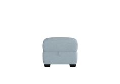 the footstool is made from light blue fabric