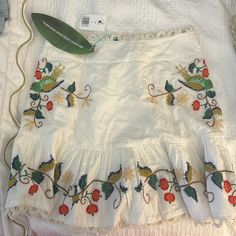 Size M Nwt Measurements In Photos Beautiful Skirt From Farm Rio With Stitching And Lovely Details Fitted Floral Embroidery Skirt For Vacation, Fitted Floral Embroidered Skirt For Vacation, Farm Rio Shoes, Farm Rio Pattern, Farm Rio Skirt, Farm Rio Tshirt, Farm Rio Embroidered Dress, Ruffle Maxi Skirt, Crop Top Set