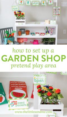 the garden shop pretend play area with flowers and cards