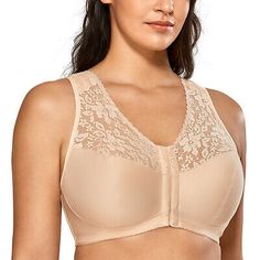 DELIMIRA Women Front Closure Bra Full Coverage Wirefree Lace Plus Size Racerback | eBay Front Fastening Bras, Front Closure Bra, Bra For Women, Sheer Bra, Cotton Bras, Unlined Bra, Full Coverage Bra, Plus Size Bra, Everyday Bra