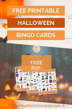 free printable halloween bingo cards with pumpkins and jack - o'- lanterns