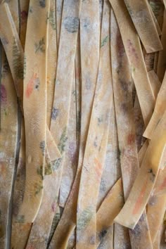 a bunch of different colored ribbons on a table