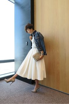 Uniqlo Style, Ladylike Style, Mode Fashion, White Fashion, Smart Casual, Skirt Fashion, Denim Fashion