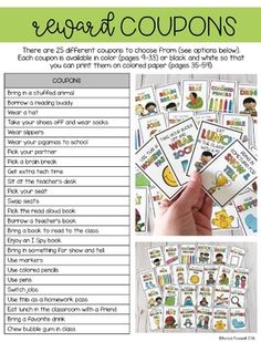 the reward coupons for children to use with their school's classroom supplies and activities