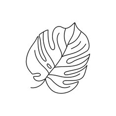 a black and white line drawing of a leaf on a white background, with the outline of a plant in the center