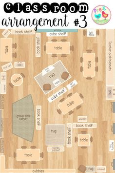 the classroom arrangement 3 book shelf and table