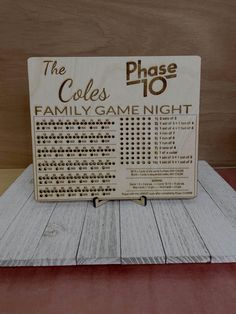 the coles family game night sign is on display