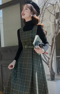 Look sharp for your next lecture in this eye-catching and comfy plaid wool pinafore dark academia dress! With its academic-chic style and warm wool composition, this pinafore dress is sure to be the smartest choice in any lecture hall. Pair it with your favourite turtleneck, brogues or docs, and you're ready to go. Dark Academia Dress, Academia Dress, Lecture Hall, Forest Witch, Academia Outfits, Dark Academia Fashion, Academia Fashion, Pinafore Dress, Modest Fashion Outfits