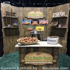 an exhibit booth with food items on display