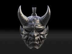 a mask with horns on it is shown