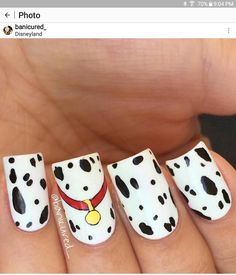 101 Dalmations Nailart Glitter, Disney Nail Designs, Disney Mignon, Nail Art Disney, Nails For Kids