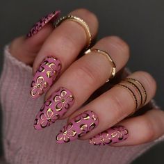 Pumpkin Nail, Casual Nails, Funky Nails, Floral Nails, Fancy Nails, Types Of Nails, Manicure E Pedicure