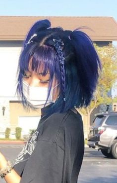 Anime Hair Cuts In Real Life, Short Haircut Reference, Kawaii Hair Ideas, Short Kawaii Hairstyles, Short Hair Aesthetic Hairstyles, Blue Hair Color Short, Hairstyles For Short Hair Grunge, Hair Styles For Short Length, Short Aesthetic Hairstyles