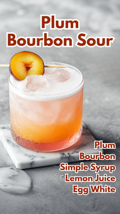 Plum Bourbon Sour Cocktail Cards, Orange Cocktail