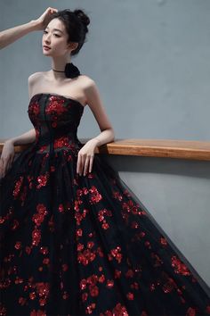 Petite Formal Dresses, Vampire Ball, Gothic Stuff, Dark Botanical, Fancy Stuff, Wedding Toast, Gown Fashion, Red Wedding Dresses, Dress Bride