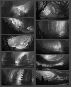 the concept art for an upcoming video game, with multiple stages to be done in different ways