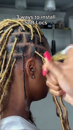 3 ways to install a soft loc ✨ Full tutorial on my channel 💕 Installing Soft Locs, How To Wrap Faux Locs, Soft Locs Installation, Parts For Soft Locs, Soft Loc Tutorial, How To Do Soft Locs, Instant Locs With Extensions, Locs Parting Patterns, Crochet Locs Hairstyles