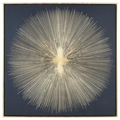 an image of a dandelion on a blue background with gold trimmings