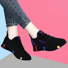 Black Tennis Shoes, Ankle Socks Women, Spring Women, Casual Sport Shoes, Casual Shoes Women