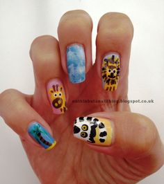 Madagascar nails  http://nuthinbutanailthing.blogspot.co.uk/ Nails Disney, World Thinking Day, Fun Designs, Girl Scouts, Paint Designs, Madagascar, Cool Designs, Nail Art