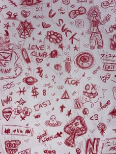 this is a drawing of many different things on the paper that are drawn by children