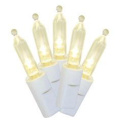 white light bulbs with clear plastic caps on each end and yellow lights in the middle