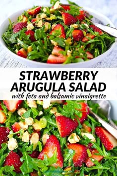 strawberry arugula salad with feta and balsami vinaie