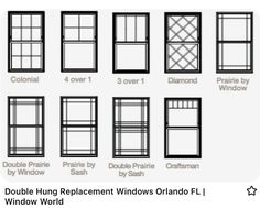 the different types of windows and their corresponding sizes are shown in this diagram, which shows how