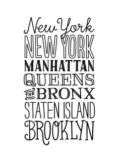 the new york manhattan queens are shown in black and white