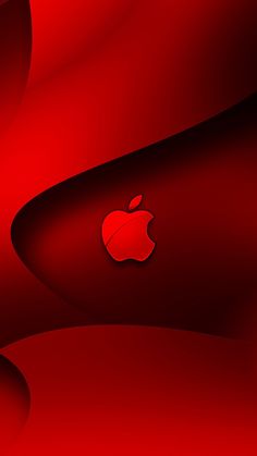 an apple logo on a red background