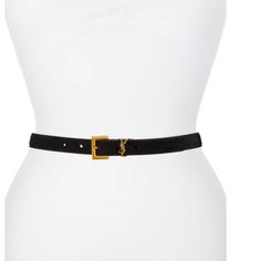 Brand New Never Work Suede Belt - Bought The Wrong Size And I Do Not Want To Damage It By Making A New Whole. The Suede Material Makes This Belt Look Classy And Elegant. Perfect For Any Outfit. Dress It Up Or Down. Size: 36in / 90cm Black/Gold Ysl Belt, Saint Laurent Accessories, Classy And Elegant, Look Classy, Suede Belt, Outfit Dress, Brown Belt, Vintage Belts, Suede Material