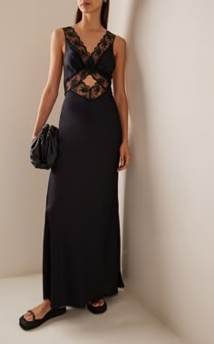 Willa Lace-Trimmed Cutout Silk Maxi Dress By Sir | Moda Operandi 70s Formal Dress, Night Fits, Western Gothic, Fashion Staples, Modest Dresses Casual, Silk Maxi, Maxi Slip Dress, Shift Dress Black, 2024 Trends