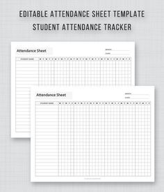 two printable attendance sheet templates for students to use on their workbook or notebook