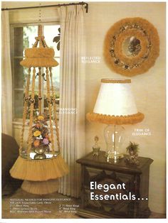 an advertisement for elegant essentials featuring lamps