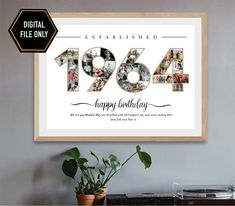 a framed photograph with the words happy birthday printed on it