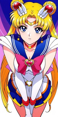 an anime character with blonde hair and blue eyes, wearing sailor outfit on her chest