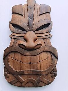 ad eBay - Tiki Mask Carved Wooden Tiki Bar Decor Outdoor Bar Decor Tiki Hut Decor - Buy Now, click the link (eBay) Outdoor Bar Decor, Beach Jungle, Luau Ideas, Outdoor Tiki Bar, Tiki Masks, Tiki Faces, Tiki Man, Luau Decorations, Tiki Statues