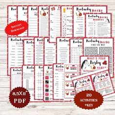 the printable ketchup party game is shown in red and black with an image of