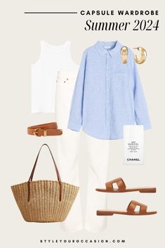 Summer 2024 Women Outfits, Coastal Outfits Summer, Nantucket Outfit, Minimal Chic Summer, Wardrobe List, Neutral Capsule Wardrobe, Vintage Wash Jeans