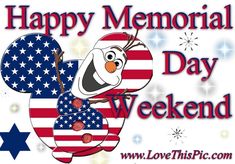 a happy memorial day weekend sign with an american flag and cartoon character holding a baseball bat