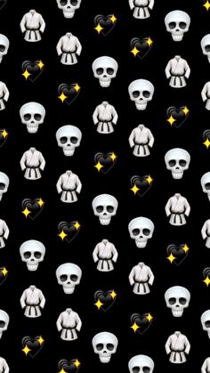 many skulls and stars on a black background