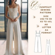 the jumpsuit sewing pattern is available in sizes xs to xxl