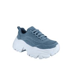 Chunky sole approx 3' Round Toe Lace Up Light weight for all day comfor Size: 6.5.  Color: Blue.  Gender: female.  Age Group: adult. Casual Work Shoes, Bowknot Shoes, Women Slip On Sneakers, Casual Wedges, Walking Shoes Women, Platform Loafers, Casual Athletic, Lacing Sneakers, Comfy Shoes